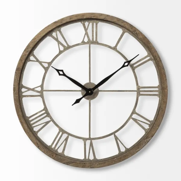 Clocks-Kirkland's Home Light Brown Carved Wooden Clock