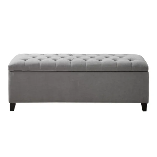 Benches & Ottomans-Kirkland's Home Light Button Tufted Storage Bench Gray