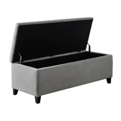 Benches & Ottomans-Kirkland's Home Light Button Tufted Storage Bench Gray