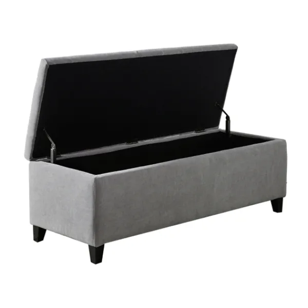 Benches & Ottomans-Kirkland's Home Light Button Tufted Storage Bench Gray