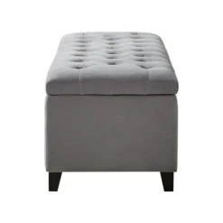 Benches & Ottomans-Kirkland's Home Light Button Tufted Storage Bench Gray