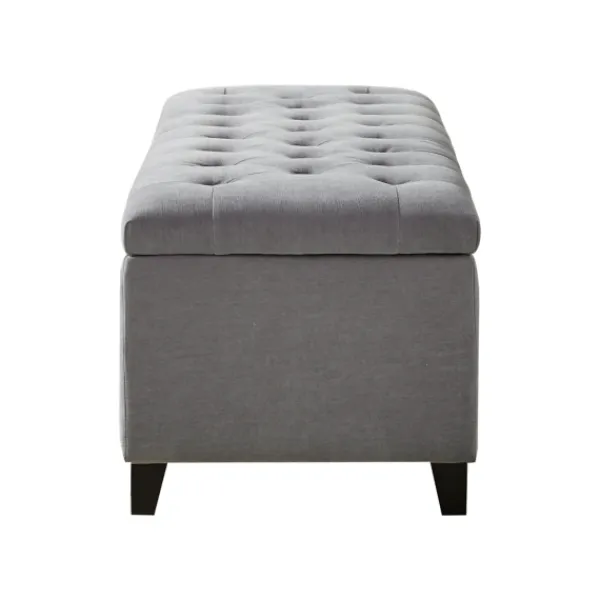 Benches & Ottomans-Kirkland's Home Light Button Tufted Storage Bench Gray