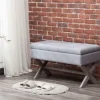 Benches & Ottomans-Kirkland's Home Light Button Tufted Storage Cross Leg Bench Gray