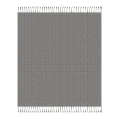 Blankets & Throws-Kirkland's Home Light Checkered Weave Fringe Throw Gray