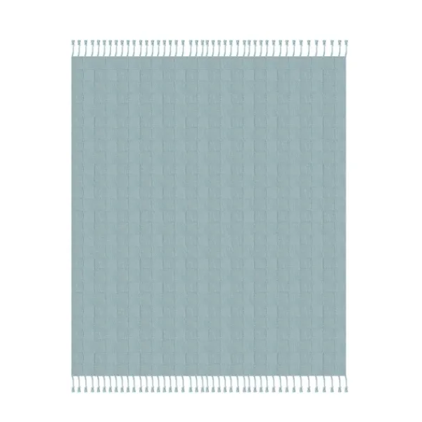 Blankets & Throws-Kirkland's Home Light Checkered Weave Fringe Throw Blue
