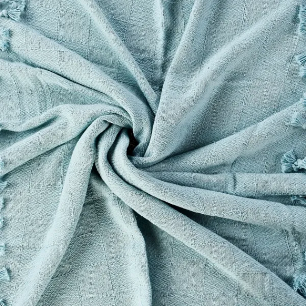 Blankets & Throws-Kirkland's Home Light Checkered Weave Fringe Throw Blue