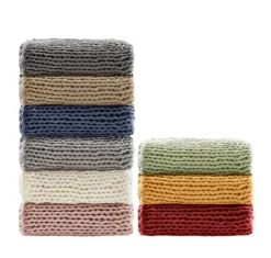 Blankets & Throws-Kirkland's Home Light Chunky Double Knit Cozy Throw Gray