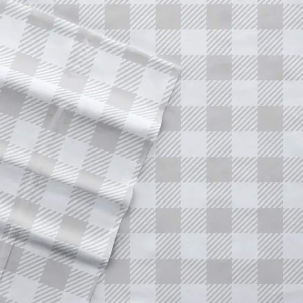 Bed Sheets-Kirkland's Home Light Country Plaid 4-Pc. Queen Bed Sheet Set Gray