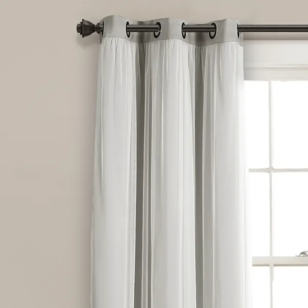 Curtains & Drapes-Kirkland's Home Light Curtain Panel Set With Overlay, 108 In. Gray