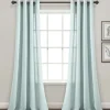 Curtains & Drapes-Kirkland's Home Light Faux Linen Curtain Panel Set, 84 In. Blue