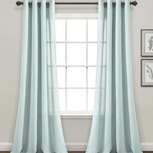 Curtains & Drapes-Kirkland's Home Light Faux Linen Curtain Panel Set, 84 In. Blue