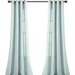 Curtains & Drapes-Kirkland's Home Light Faux Linen Curtain Panel Set, 84 In. Blue