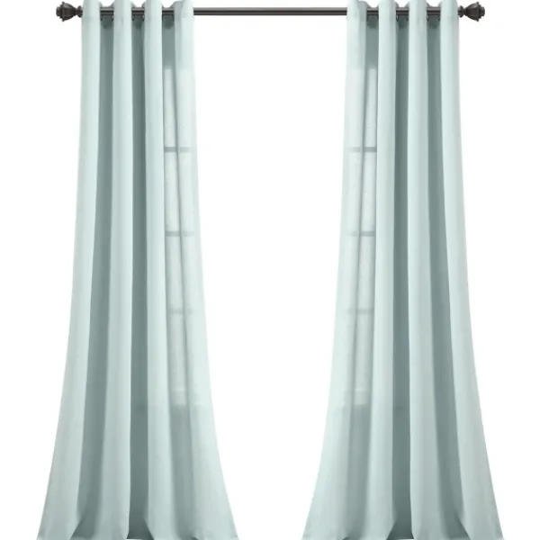 Curtains & Drapes-Kirkland's Home Light Faux Linen Curtain Panel Set, 84 In. Blue