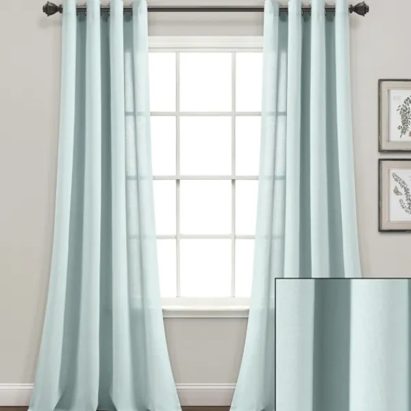 Curtains & Drapes-Kirkland's Home Light Faux Linen Curtain Panel Set, 84 In. Blue