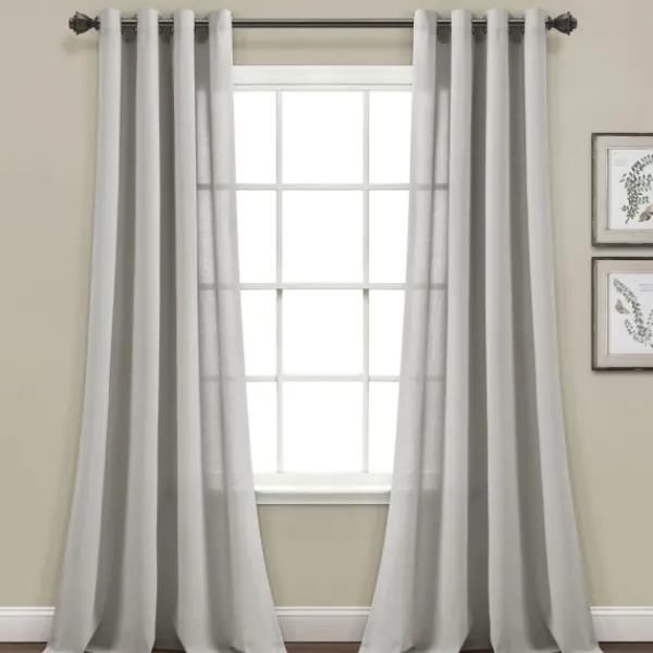 Curtains & Drapes-Kirkland's Home Light Faux Linen Curtain Panel Set, 84 In. Gray
