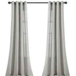 Curtains & Drapes-Kirkland's Home Light Faux Linen Curtain Panel Set, 84 In. Gray