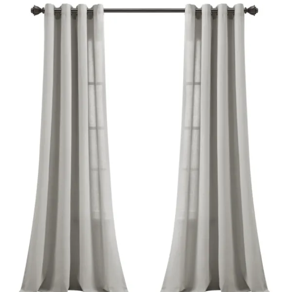 Curtains & Drapes-Kirkland's Home Light Faux Linen Curtain Panel Set, 84 In. Gray