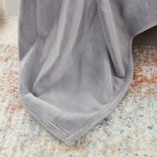 Blankets & Throws-Kirkland's Home Light Faux Sheared Mink Throw Gray