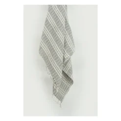 Blankets & Throws-Kirkland's Home Light Gray And Ivory Striped Cotton Throw Gray/Ivory