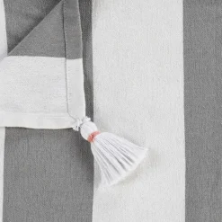 Blankets & Throws-Kirkland's Home Light Gray Cabana Stripe Tassel Throw Gray/White