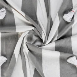 Blankets & Throws-Kirkland's Home Light Gray Cabana Stripe Tassel Throw Gray/White