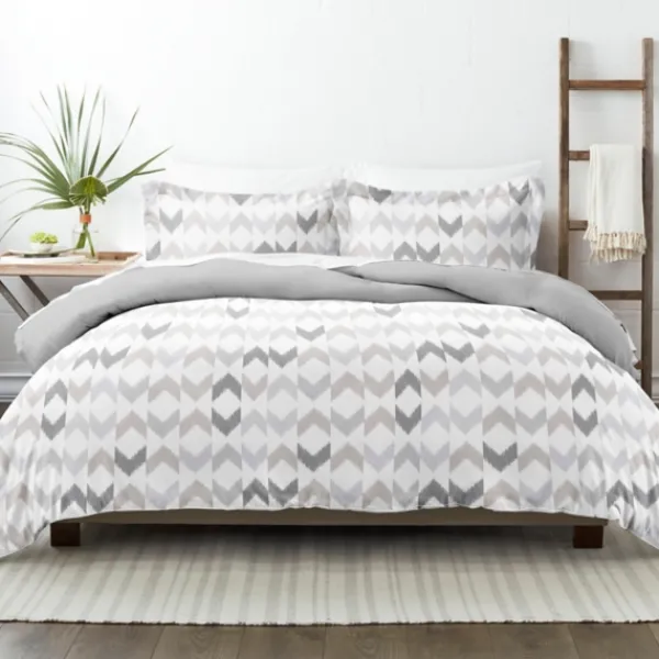 Duvets-Kirkland's Home Light Gray Chevron 3-Pc. King Duvet Cover Set Gray/White