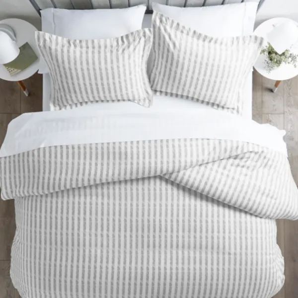 Duvets-Kirkland's Home Light Gray Stripes 3-Pc. Twin Duvet Cover Set Gray/White