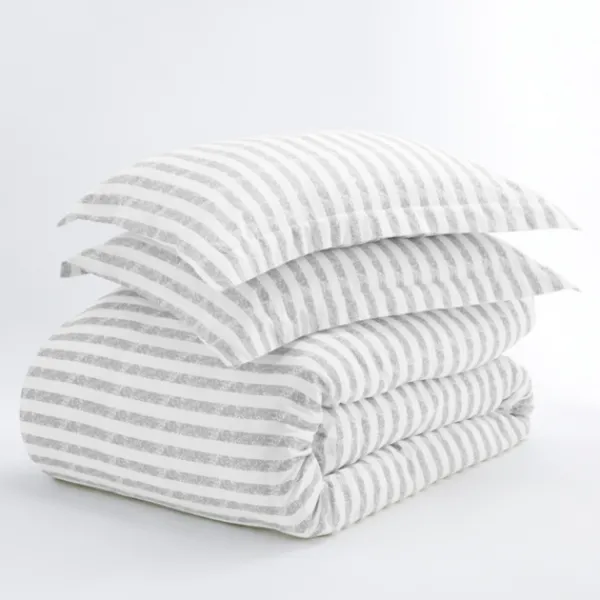 Duvets-Kirkland's Home Light Gray Stripes 3-Pc. Twin Duvet Cover Set Gray/White