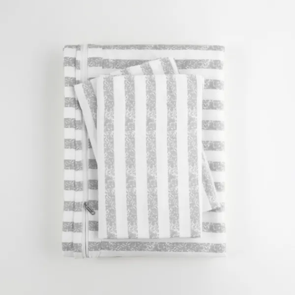 Duvets-Kirkland's Home Light Gray Stripes 3-Pc. Twin Duvet Cover Set Gray/White