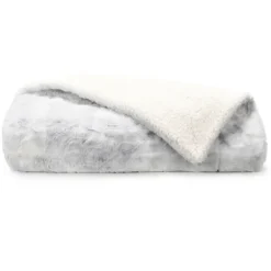 Blankets & Throws-Kirkland's Home Light Gray Tie Dye Faux Fur Throw Gray/White