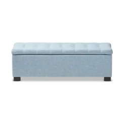 Benches & Ottomans-Kirkland's Home Light Grid Tufted Upholstered Ottoman Blue