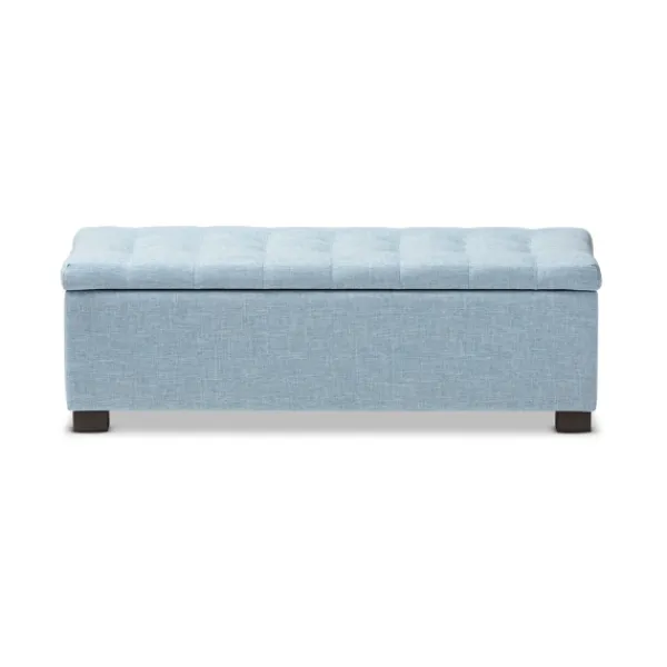 Benches & Ottomans-Kirkland's Home Light Grid Tufted Upholstered Ottoman Blue