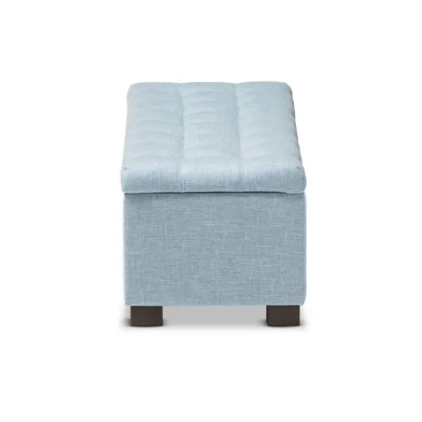 Benches & Ottomans-Kirkland's Home Light Grid Tufted Upholstered Ottoman Blue