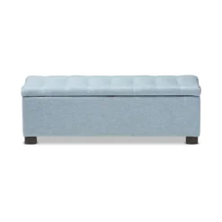 Benches & Ottomans-Kirkland's Home Light Grid Tufted Upholstered Ottoman Blue