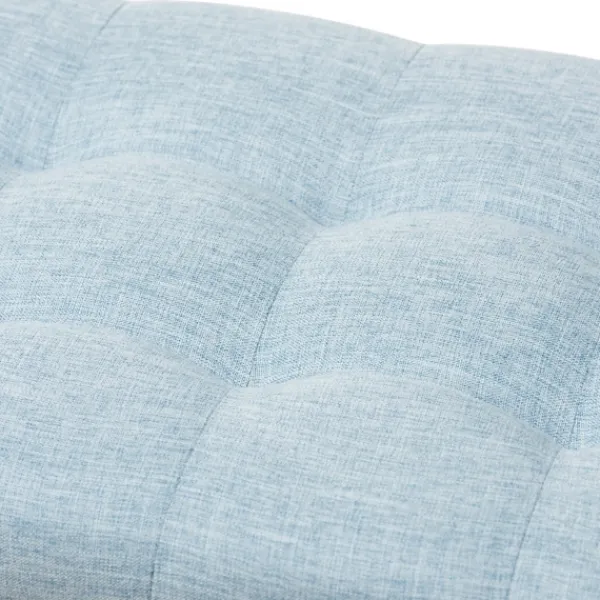 Benches & Ottomans-Kirkland's Home Light Grid Tufted Upholstered Ottoman Blue