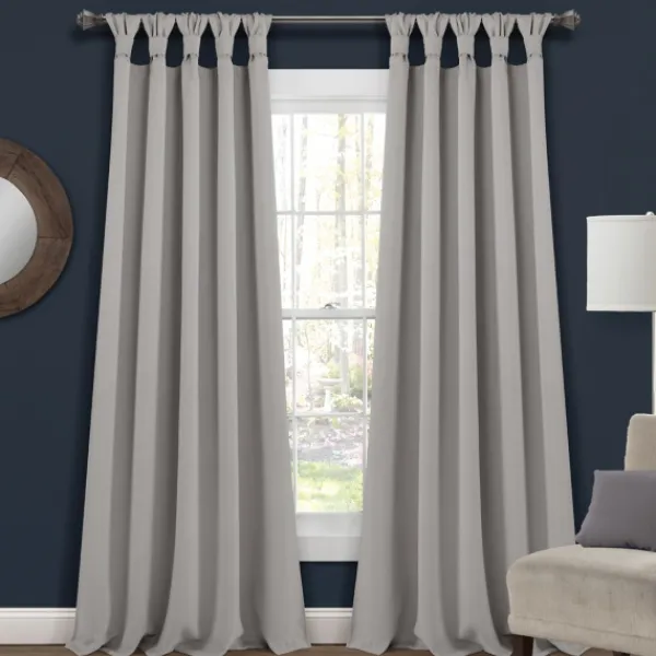 Curtains & Drapes-Kirkland's Home Light Knotted Curtain Panel Set, 95 In. Gray