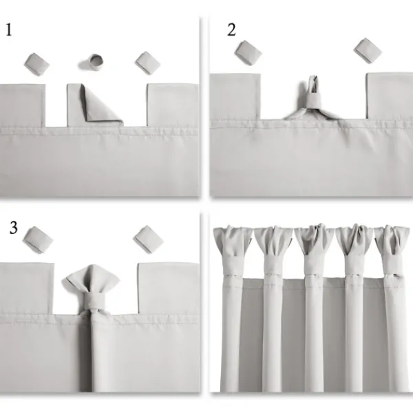 Curtains & Drapes-Kirkland's Home Light Knotted Curtain Panel Set, 95 In. Gray