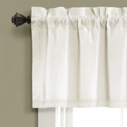 Curtains & Drapes-Kirkland's Home Light Linen Lace Curtain Valance Ivory