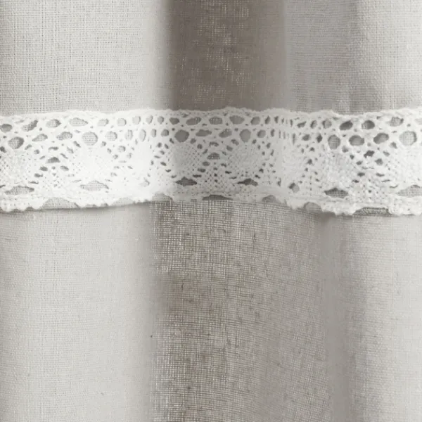 Curtains & Drapes-Kirkland's Home Light Linen Lace Curtain Panel Set, 84 In. Gray