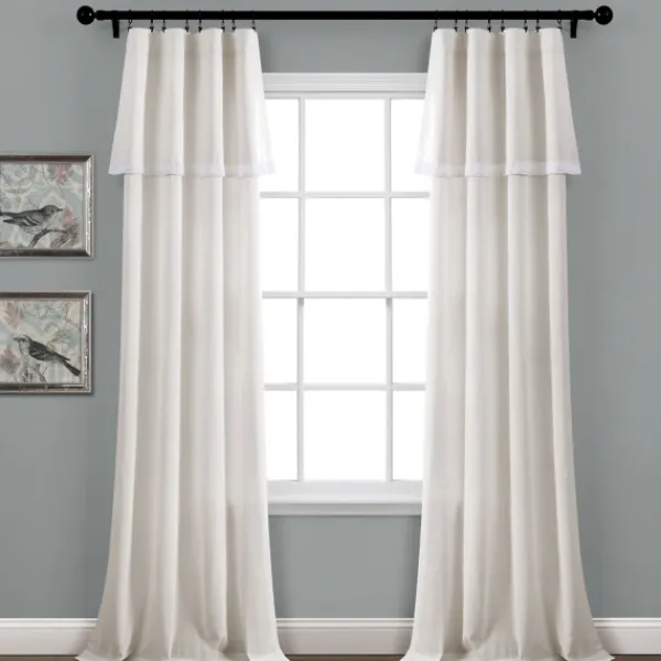 Curtains & Drapes-Kirkland's Home Light Linen Lace Curtain Panel Set, 84 In. Ivory
