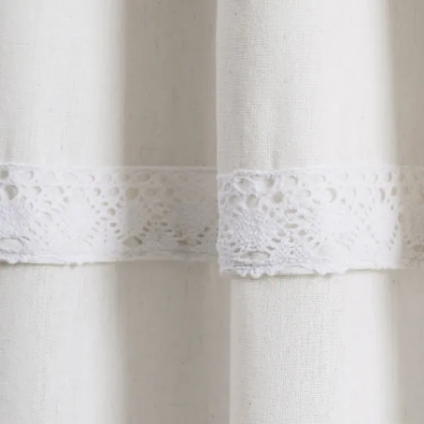 Curtains & Drapes-Kirkland's Home Light Linen Lace Curtain Panel Set, 84 In. Ivory