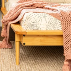Beds & Headboards-Kirkland's Home Light Oak Modern Spindle Wooden Queen Bed Tan