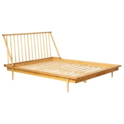 Beds & Headboards-Kirkland's Home Light Oak Modern Spindle Wooden Queen Bed Tan