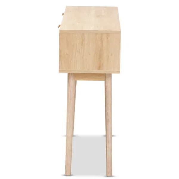 Console Tables-Kirkland's Home Light Oak Rat And Wood Console Table Tan