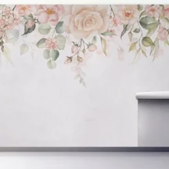 Wall Murals & Wall Decals-Kirkland's Home Light Pink Garden Peel And Stick Wall Mural Pink/White