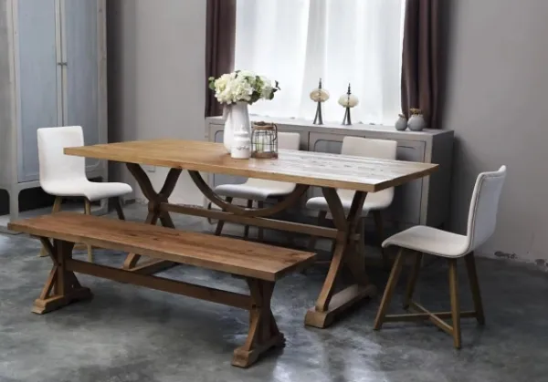 Benches & Ottomans-Kirkland's Home Light Reclaimed Wood Hourglass Base Bench Brown