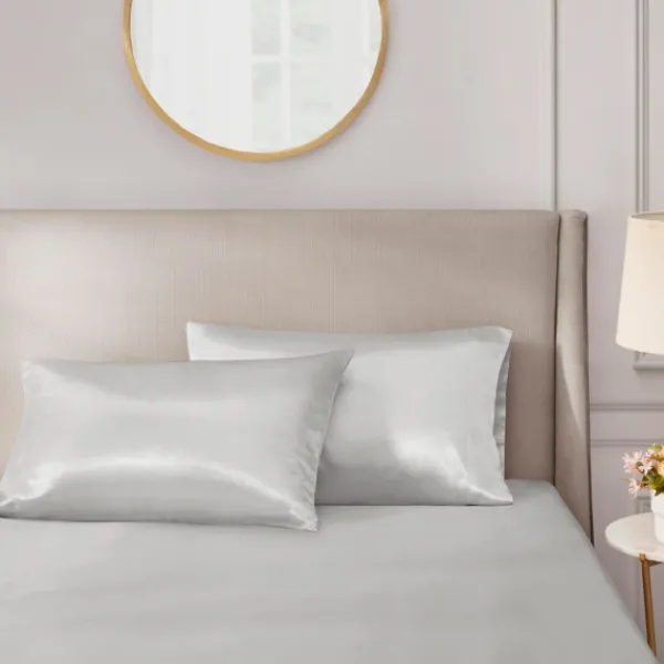 Bed Sheets-Kirkland's Home Light Satin King 2-Pc. Pillow Case Set Gray