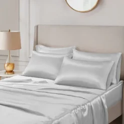 Bed Sheets-Kirkland's Home Light Satin 6-Pc. California King Sheet Set Gray