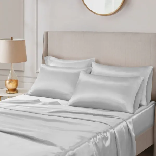 Bed Sheets-Kirkland's Home Light Satin 6-Pc. California King Sheet Set Gray