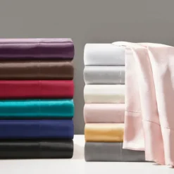 Bed Sheets-Kirkland's Home Light Satin 6-Pc. Queen Sheet Set Gray